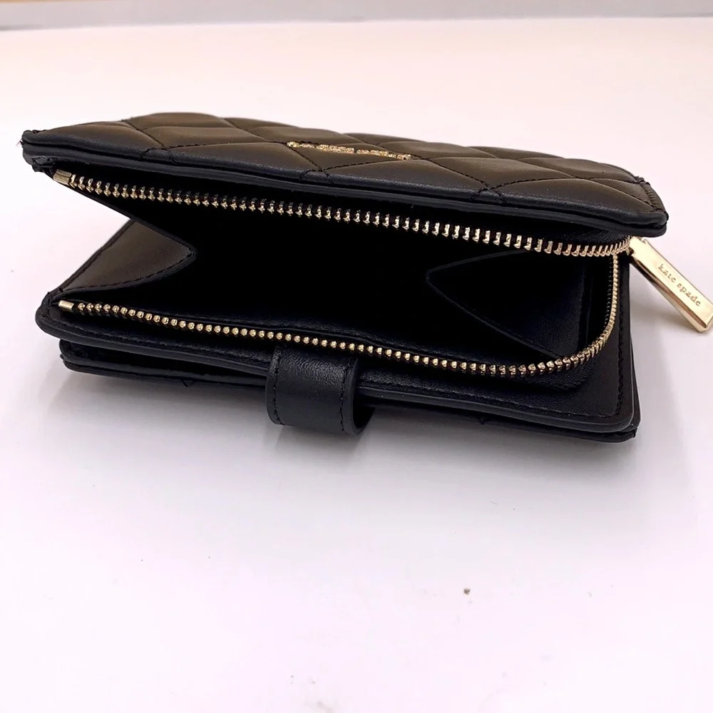 KATE SPADE Carey Medium Compact Bifold Wallet BLACK COLOR